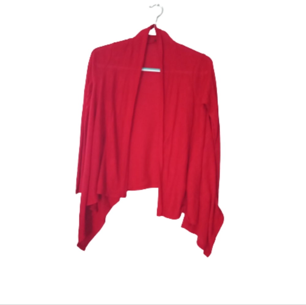 Fashion 21 Drape-Front Open Cardigan, red.